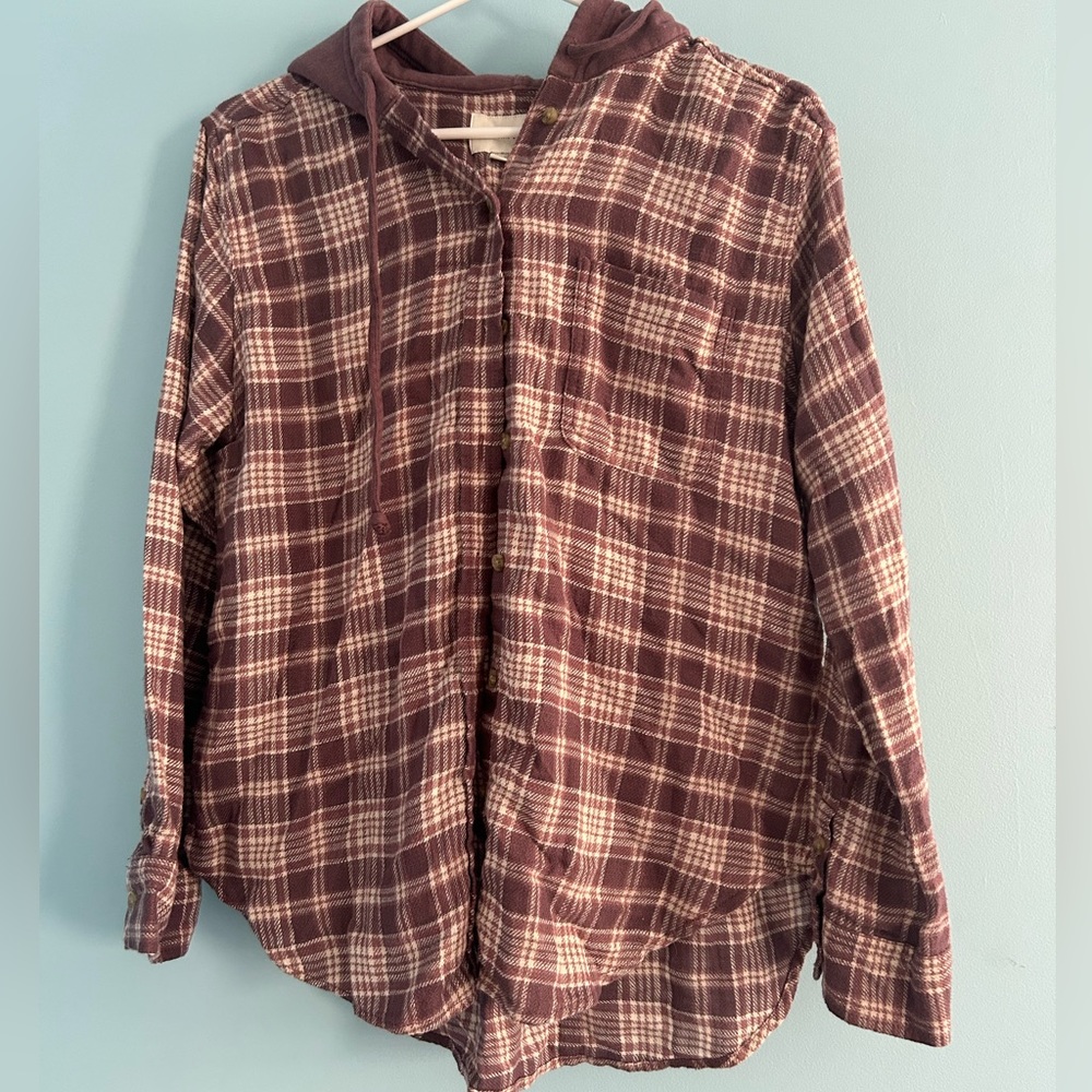 purple american eagle flannel with hood